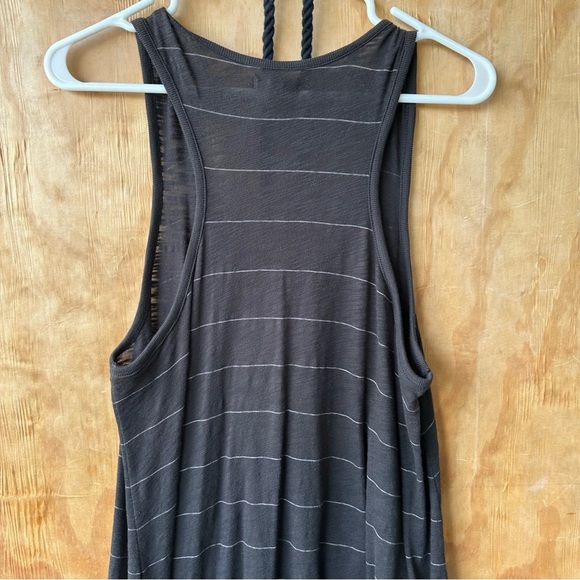 ATM Anthony Thomas Melillo Slub Jersey Striped Midi Tank Dress Black Gray - Picture 5 of 10